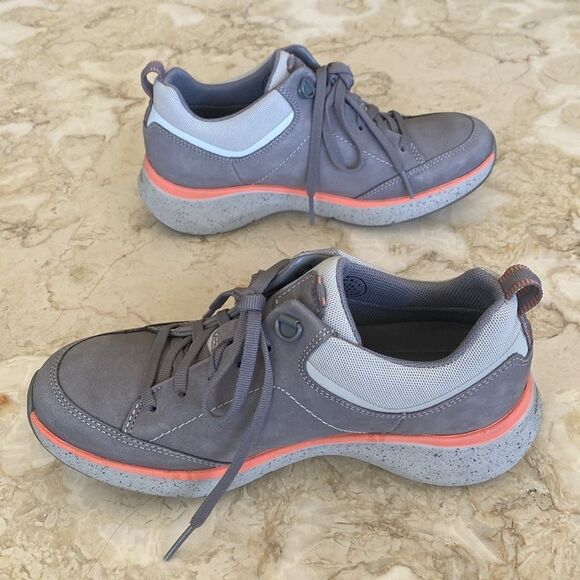 Clarks Wave 2.0 Lace Waterproof Sneakers Grey/Peach - Picture 8 of 16